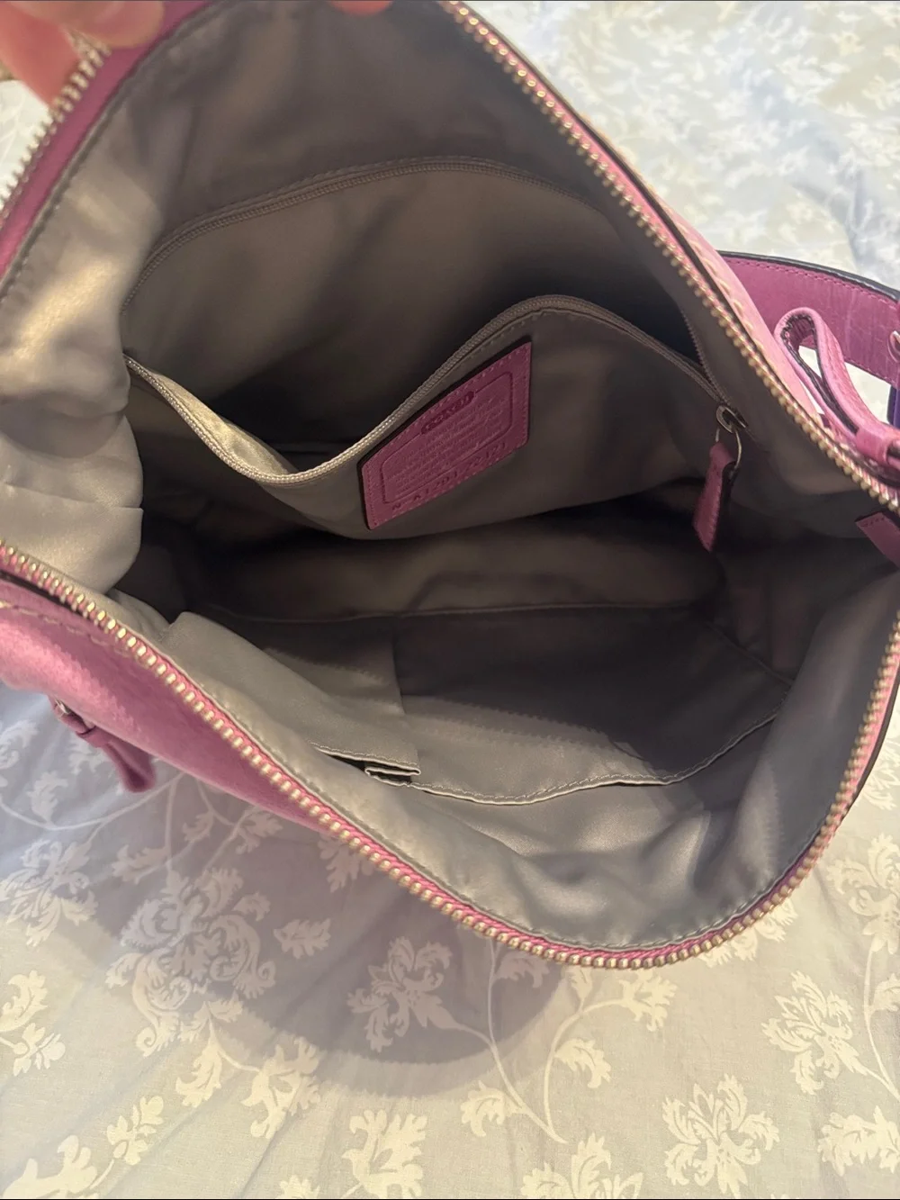 Coach Leather Pink Shoulder Bag with Accent Tags